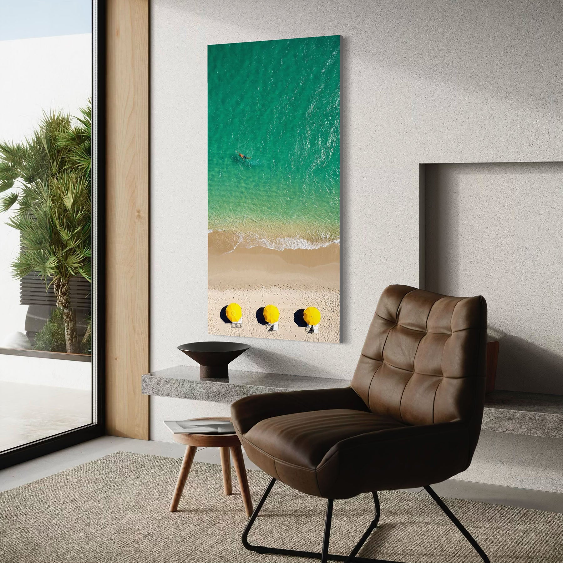 Yellow Umbrellas & Swimmer - Miami Beach, FL