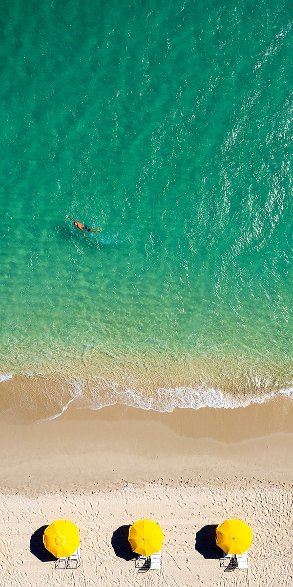 Yellow Umbrellas & Swimmer - Miami Beach, FL