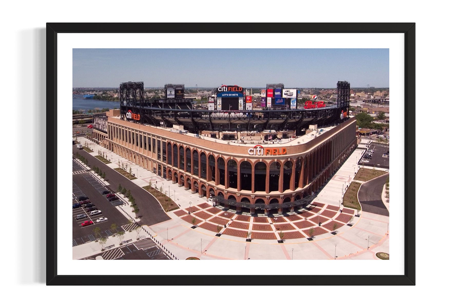 Aerial photograph of Citi Field baseball stadium in Queens, NY, framed picture by Evan Reinheimer.