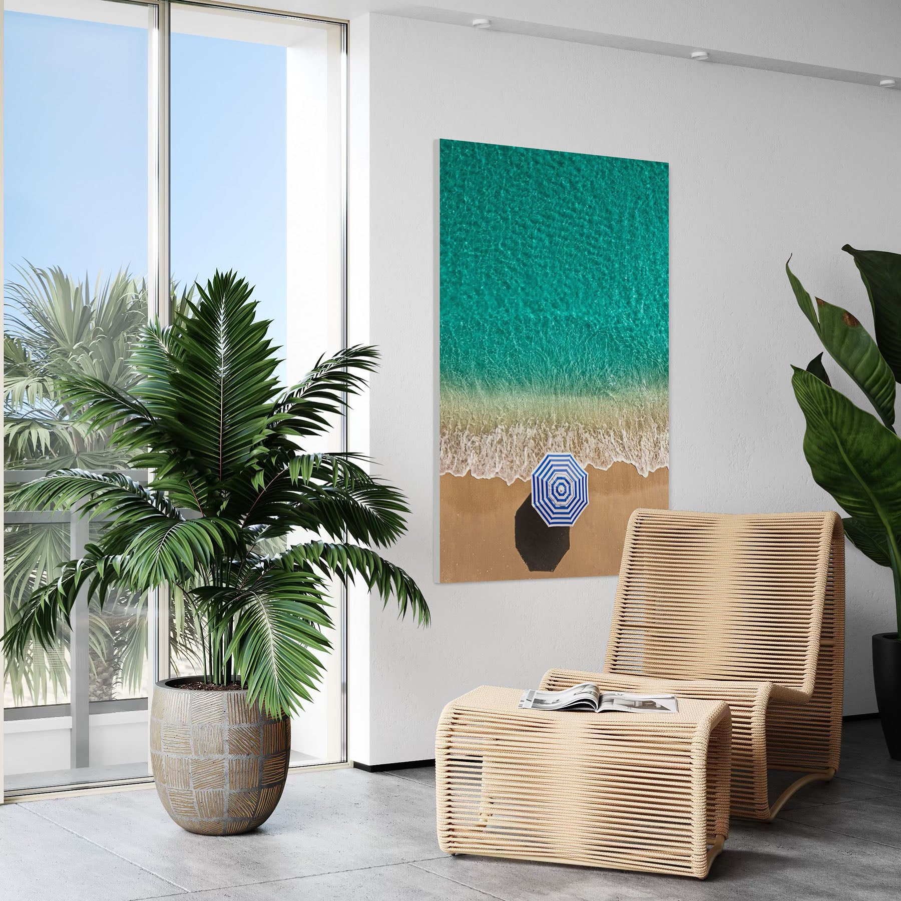 Blue and White Stripe Beach Umbrella - Boca Raton, Florida