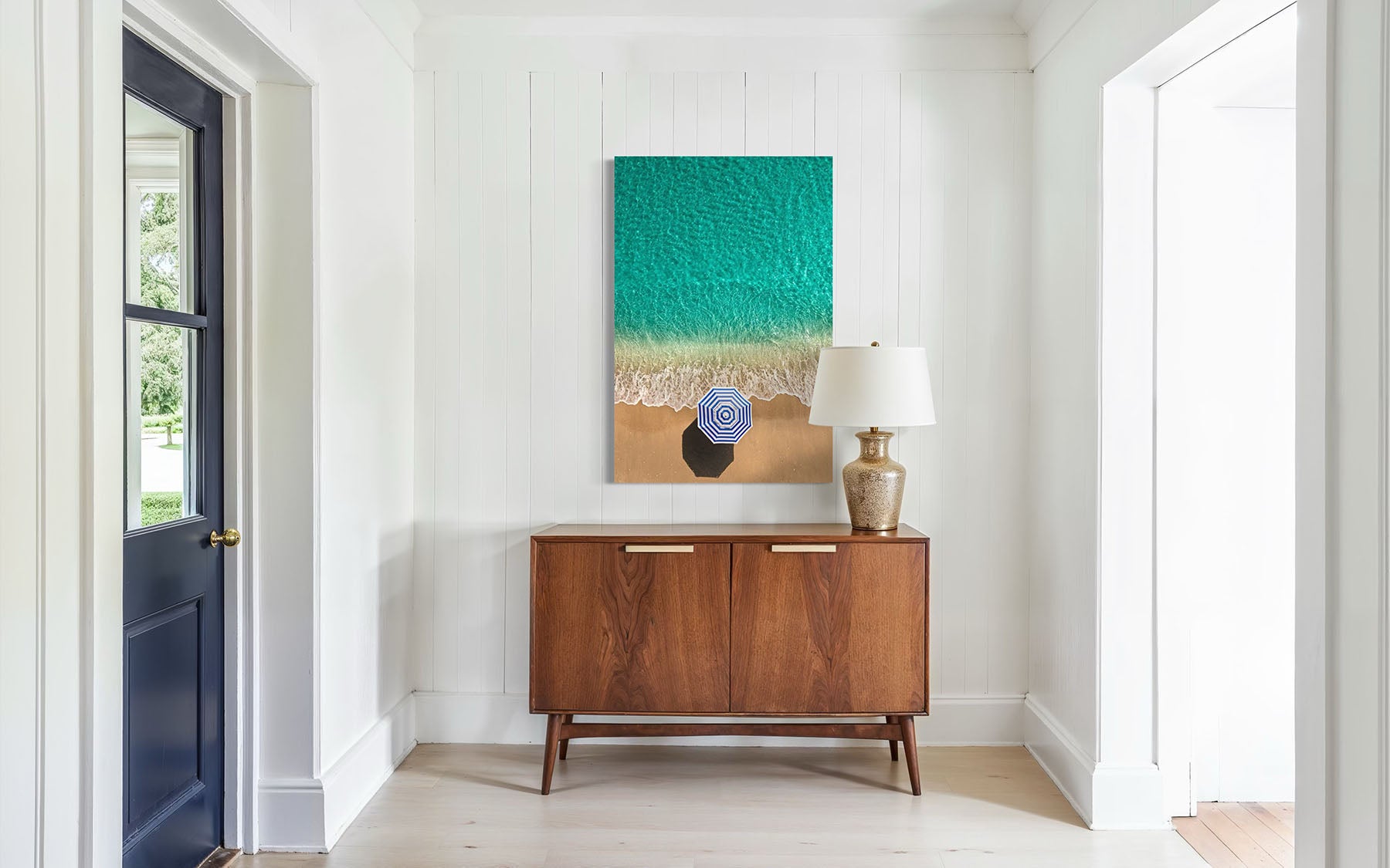 Blue and White Stripe Beach Umbrella - Boca Raton, Florida