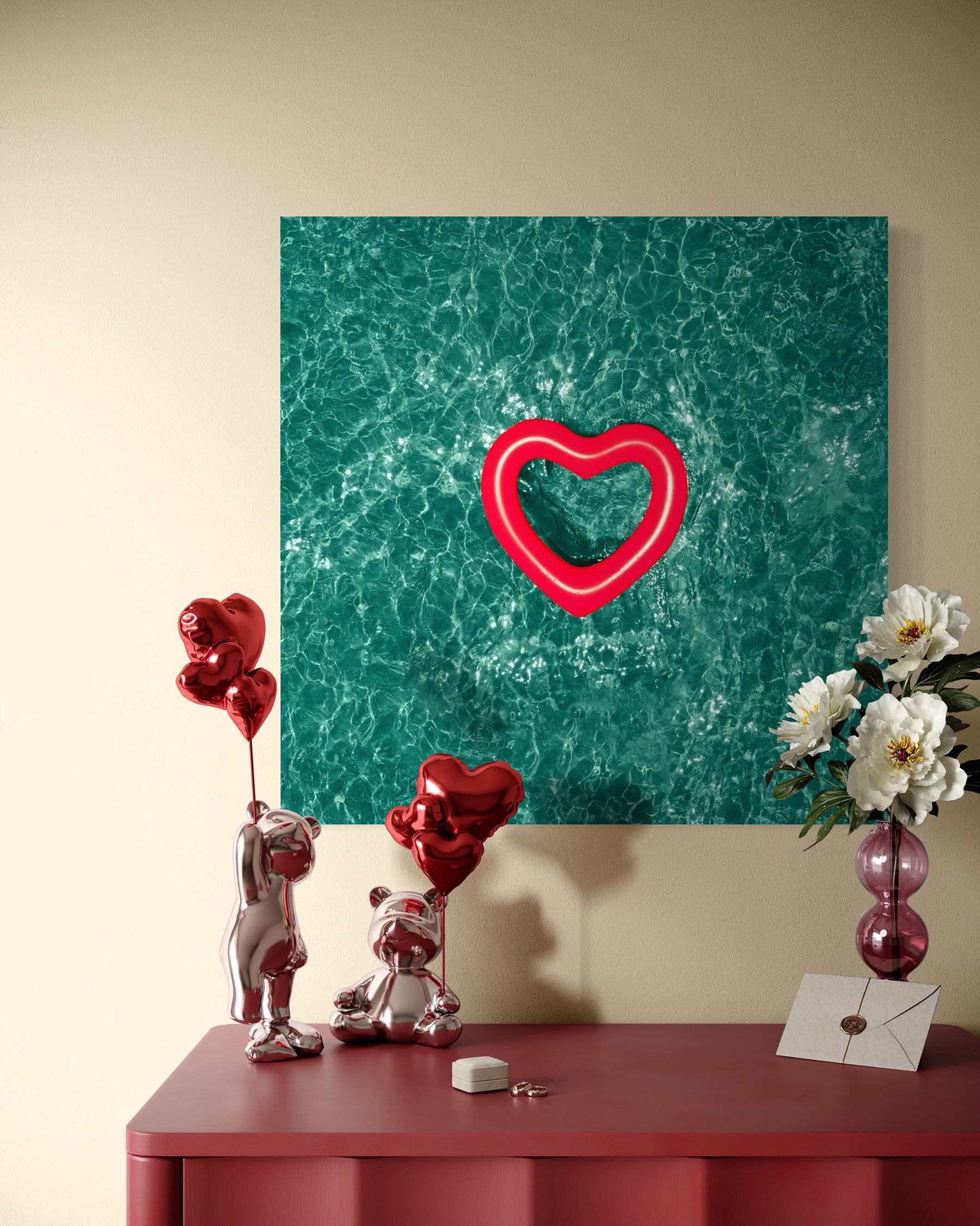 Red Heart - Pool Float Series - Atlantic Ocean