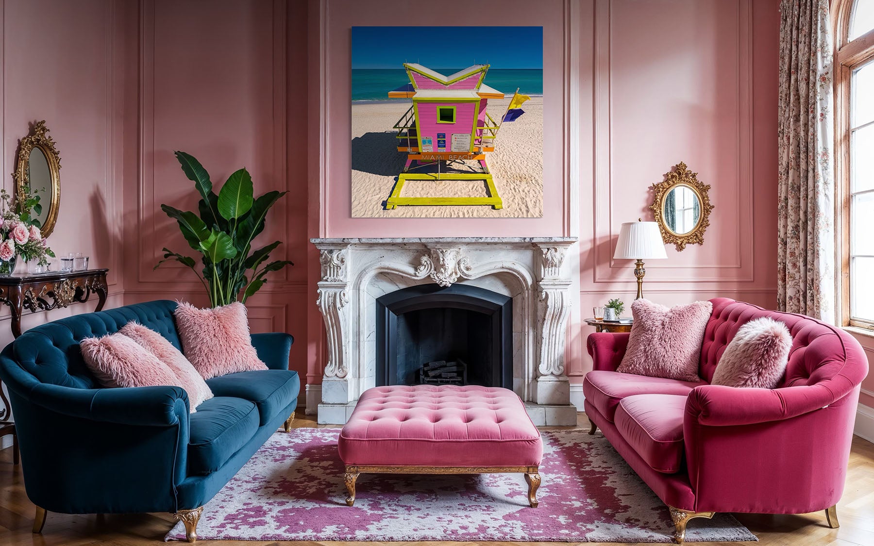 Pink Lifeguard Stand - Miami Beach, FL