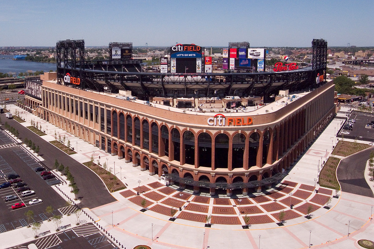 Aerial photograph of Citi Field baseball stadium in Queens, NY by Evan Reinheimer.
